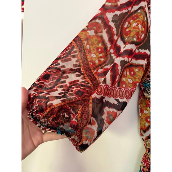 Sweet Storm Women / Junior Orange Boho Tie Waist Dress, Medium - Picture 5 of 8